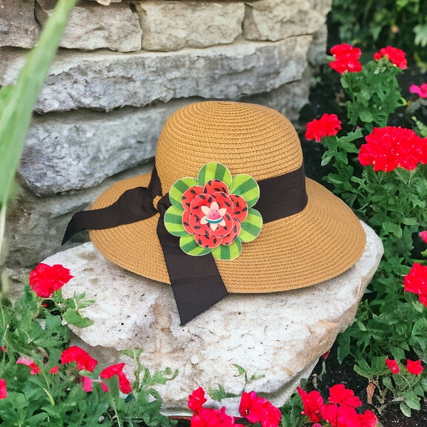 Summer, Watermelon Felt Flower Brooch/Pin