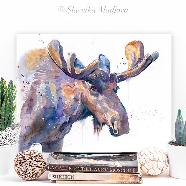 Elk Watercolor Etsy