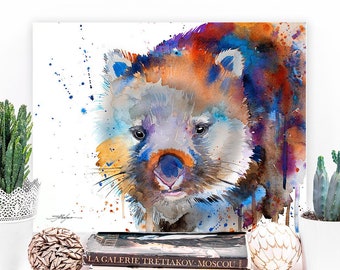 Wombat watercolor painting print by Slaveika Aladjova, art, animal, illustration, home decor, Nursery, gift, Wildlife, wall art, large print