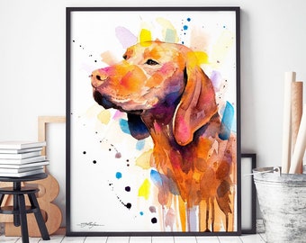 Vizsla watercolor framed canvas by Slaveika Aladjova, Limited edition, art, animal watercolor, animal illustration, art