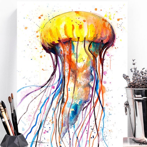 Jellyfish Watercolor Painting Print by Slaveika Aladjova Art - Etsy Jellyfish Watercolor Painting Print by Slaveika Aladjova Art - Etsy