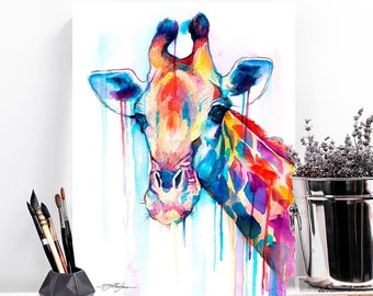 Giraffe watercolor painting print by Slaveika Aladjova, art, animal, illustration, home decor, Nursery, gift, Wildlife, wall art