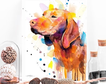 Vizsla watercolor painting print by Slaveika Aladjova, art, animal, illustration, home decor, Nursery, gift, Contemporary, dog art