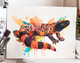 Gila Monster Limited Edition Watercolor Art Print by Slaveika Aladjova, animal, illustration, home decor, wall art, portrait, vertebrates