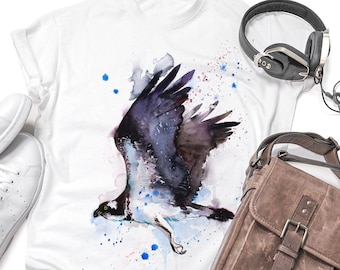 Osprey watercolor ladies' T-shirt, women's tees, Teen Clothing, Girls' Clothing, ring spun Cotton 100%, watercolor print