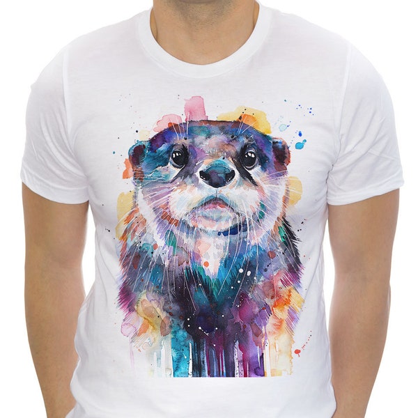 T-shirt Otter, T-shirt Unisex, coton filé à l’anneau 100%, T-shirt imprimé aquarelle, T-shirt art, T-shirt animal, XS, S, M, L, XL