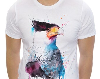 Northern Crested Caracara T-shirt, Unisex T-shirt, ring spun Cotton 100%, watercolor print, T shirt art, T shirt animal,XS, S, M, L, XL, XXL