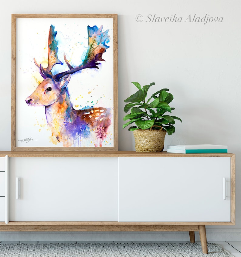 Fallow Deer Watercolor Painting Print by Slaveika Aladjova - Etsy UK