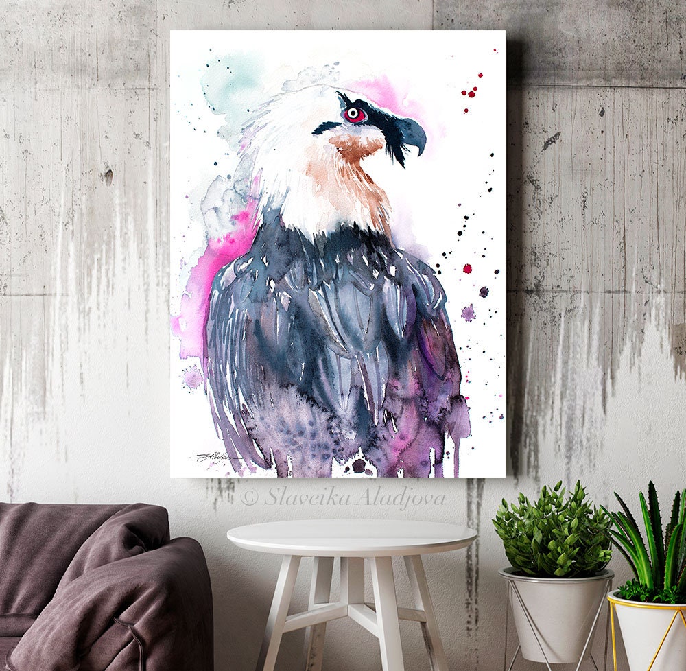 Bearded Vulture Watercolor Painting Print by Slaveika Aladjova, Art ...