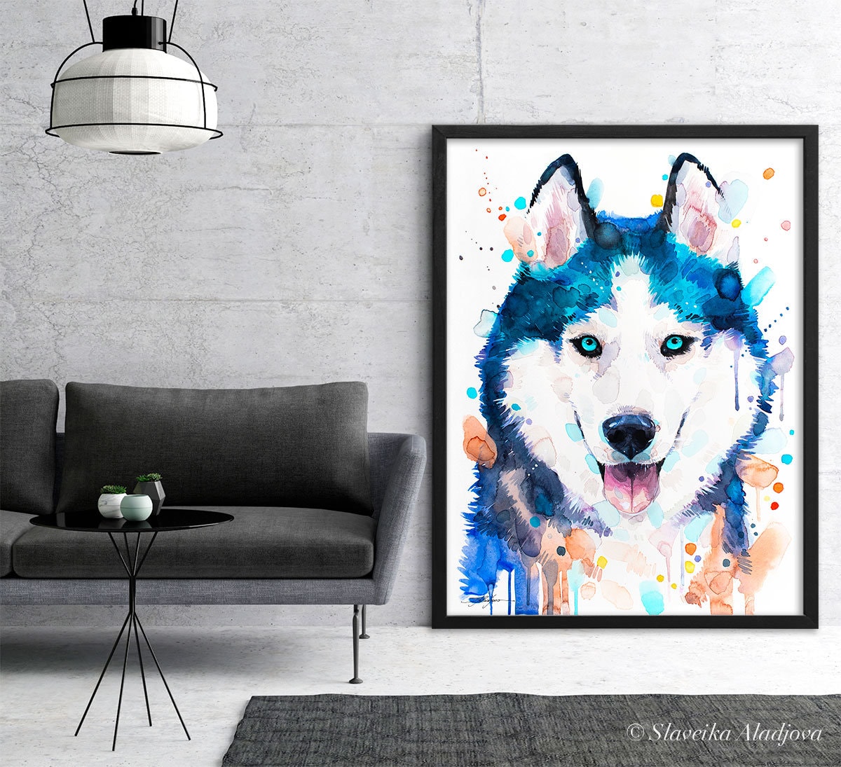 シベリアンハスキー犬 限定版水彩画アートプリント（Slaveika Aladjova