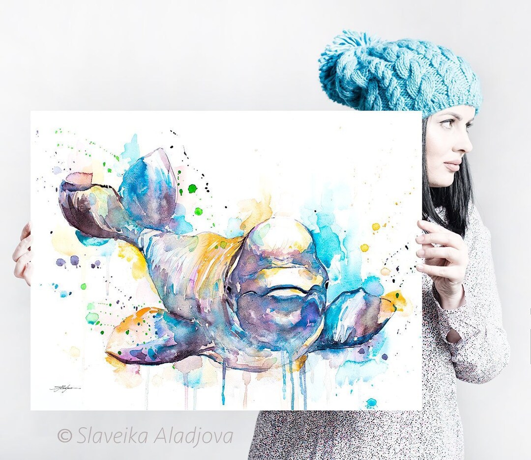 Beluga Whale Watercolor Painting Print by Slaveika Aladjova - Etsy