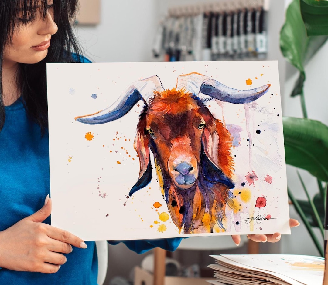 Red Goat Limited Edition Watercolor Art Print by Slaveika Aladjova ...
