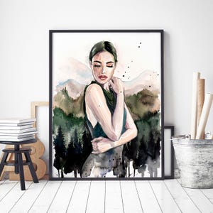 Mountain Girl Limited Edition Watercolor Art Print by Slaveika Aladjova ...