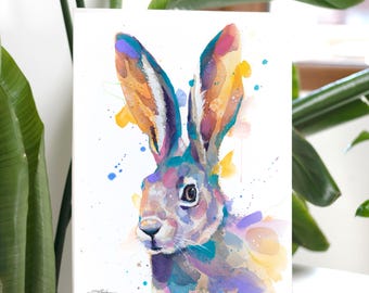 Rabbit watercolor painting print by Slaveika Aladjova, art, animal, illustration, home decor, Nursery, wall art, rabbit