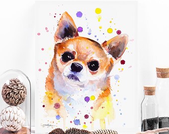 Impresión artística de acuarela de edición limitada de perro chihuahua de Slaveika Aladjova, animal, ilustración, pintura, contemporáneo, arte canino, arte mural
