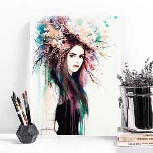 Spring Girl watercolor painting print by Slaveika Aladjova, Fashion Illustration, Woman art, Girl Illustration, watercolour, wall art