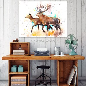 Deer Love Watercolor Painting Print by Slaveika Aladjova, Art, Animal ...