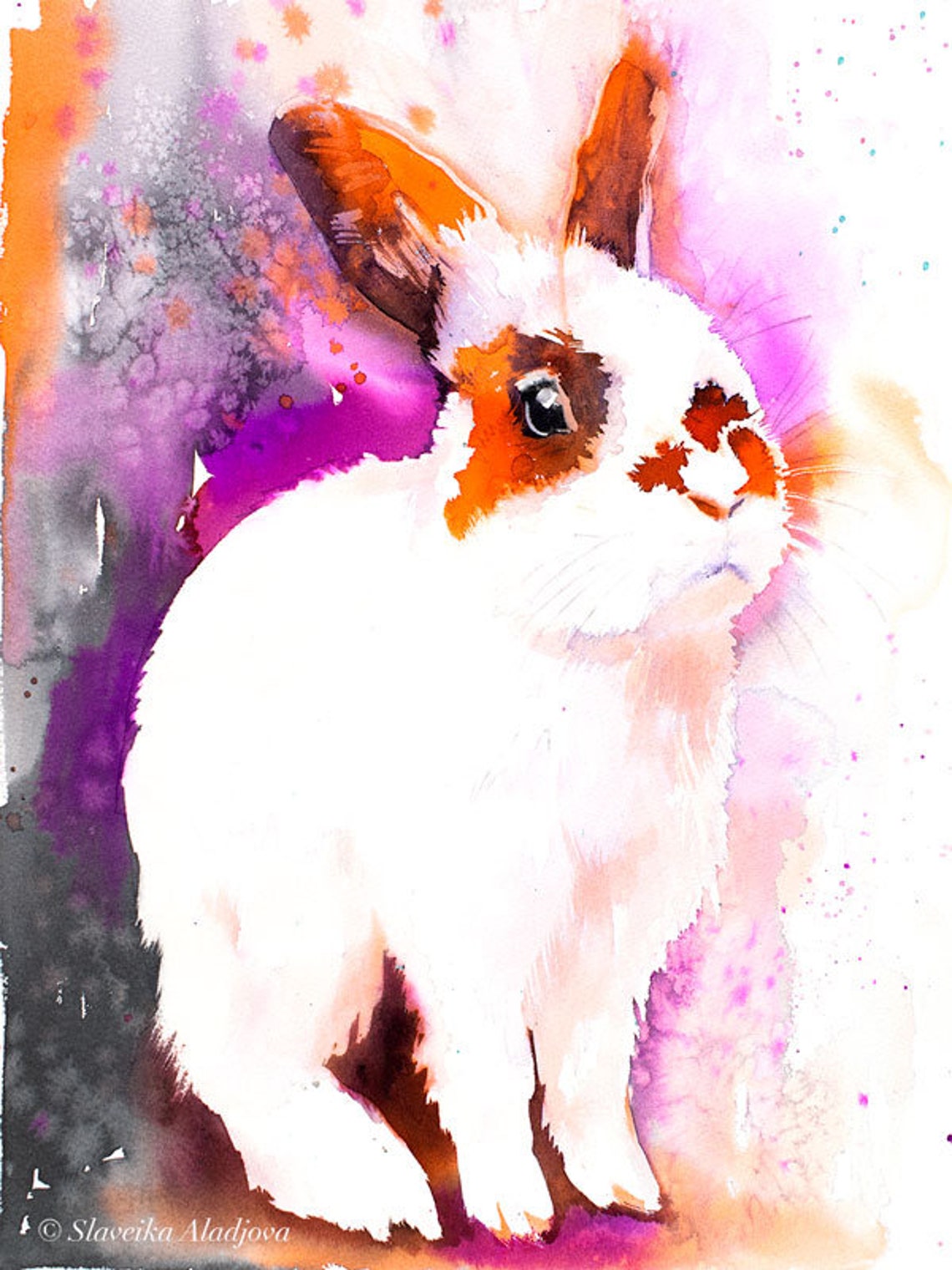 Rabbit Watercolor Painting Print by Slaveika Aladjova, Art, Animal ...