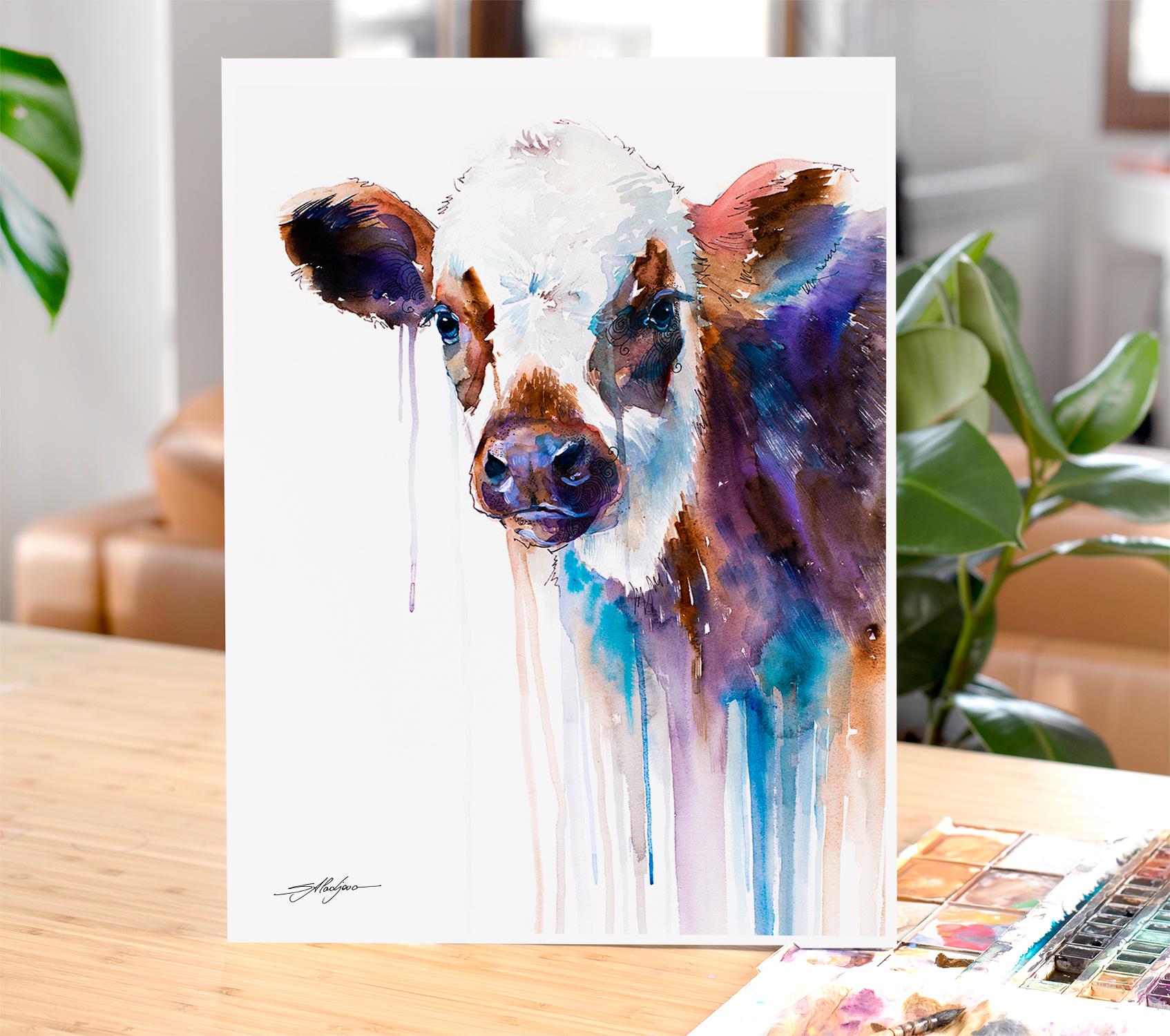 水彩壁絵 Watercolor *The Tender Calf Calf* 水彩壁絵 Watercolor *The Tender Calf Calf* 水彩壁絵