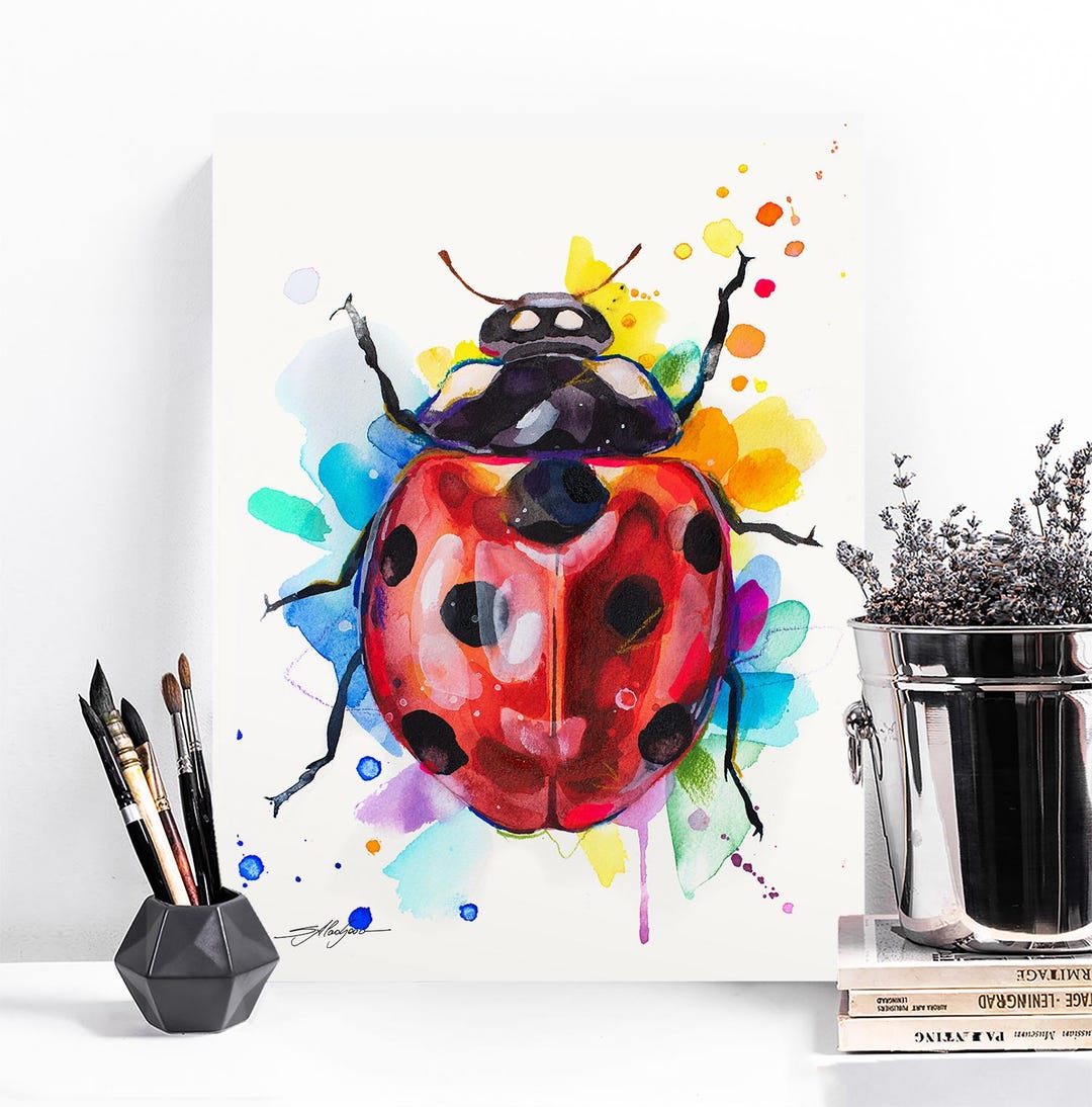 Ladybug Watercolor Painting Print by Slaveika Aladjova, Art, Animal ...