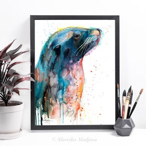 Sea Lion Limited Edition Watercolor Art Print by Slaveika Aladjova ...