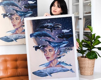 Limited Edition Whale Art Print - Hand-Signed Ocean Wall Decor, Fine Art Print on Museum Quality Paper