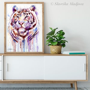 Purple Tiger Watercolor Painting Print by Slaveika Aladjova - Etsy
