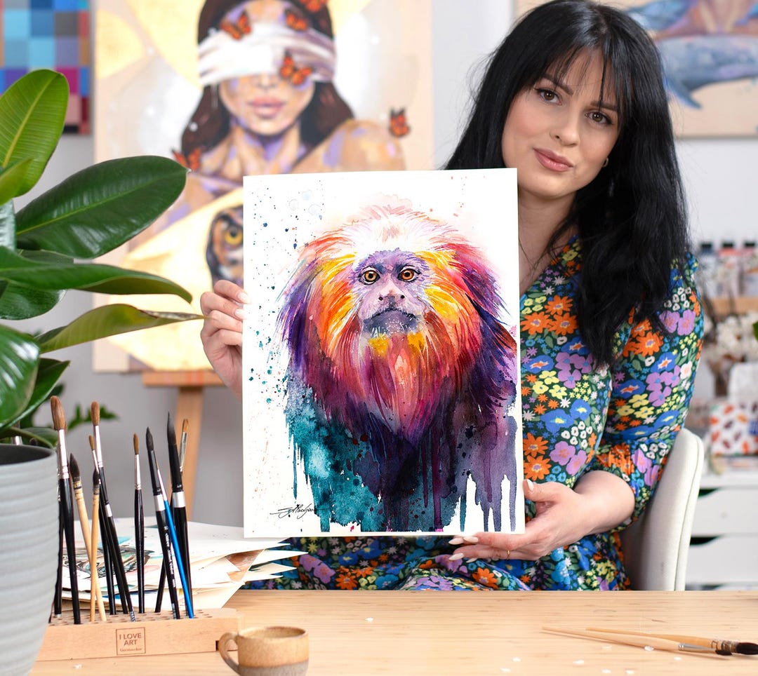 Golden Lion Tamarin Watercolor Painting Print by Slaveika Aladjova, Art ...