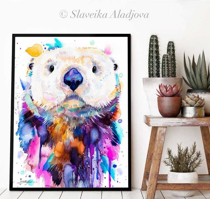 Sea Otter Watercolor Painting Print by Slaveika Aladjova Art - Etsy