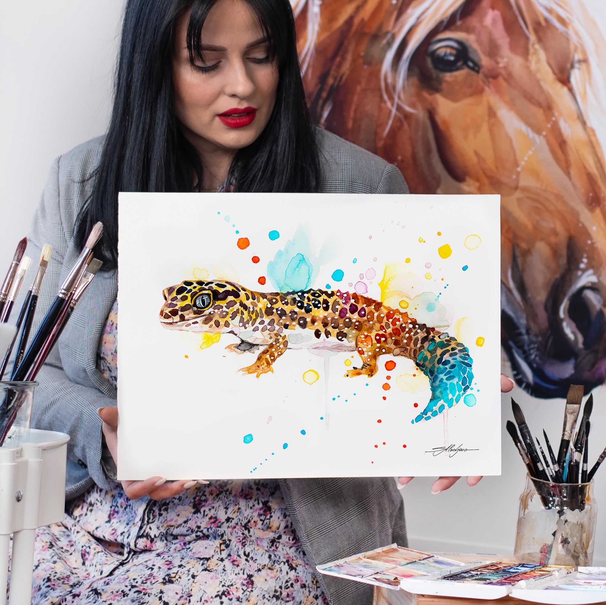 Leopard Gecko Watercolor Painting Print by Slaveika Aladjova, Animal ...