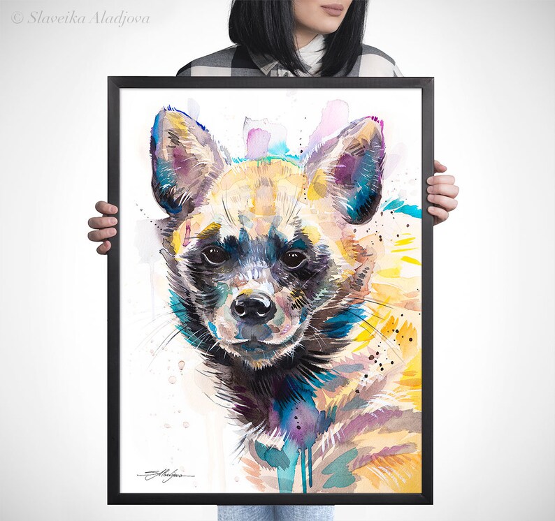 Striped Hyena Watercolor Painting Print by Slaveika Aladjova, Art ...