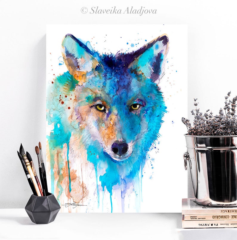 Coyote Watercolor Painting Print by Slaveika Aladjova Art - Etsy