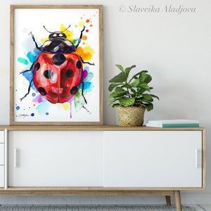 Ladybug Watercolor Painting Print by Slaveika Aladjova, Art, Animal ...