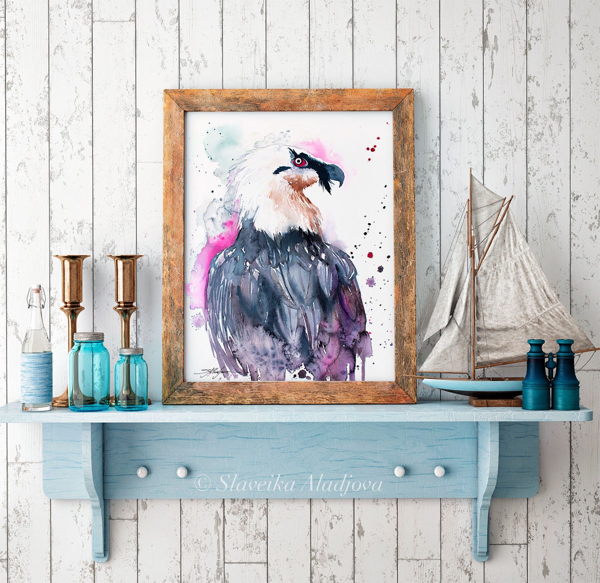Bearded Vulture Watercolor Painting Print by Slaveika Aladjova, Art ...