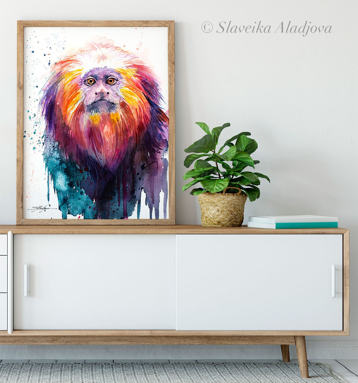 Golden Lion Tamarin Watercolor Painting Print by Slaveika Aladjova, Art ...
