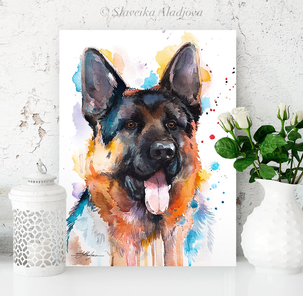 German Shepherd Watercolor Painting atelieryuwa.ciao.jp