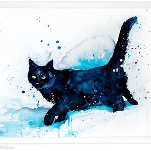 Black Cat Limited Edition Watercolor Art Print by Slaveika Aladjova ...