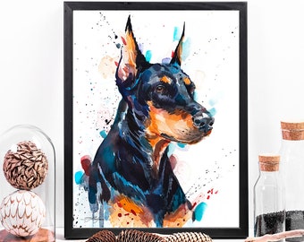 ドーベルマン 絵画 油彩画　オリジナル　原画 0629ff373390ddec3eb57711a987de