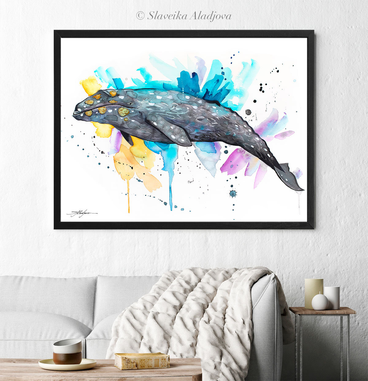 Gray Whale Watercolor Painting Print by Slaveika Aladjova | Etsy