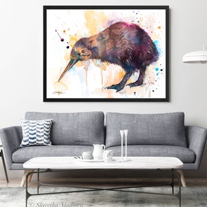 Kiwi watercolor painting print by Slaveika Aladjova, extra large canvas, art, animal, illustration, home decor, Wildlife, Contemporary, image 4