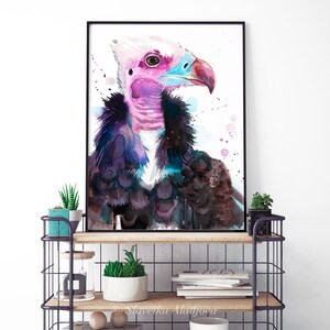 White-headed Vulture Watercolor Painting Print by Slaveika Aladjova ...