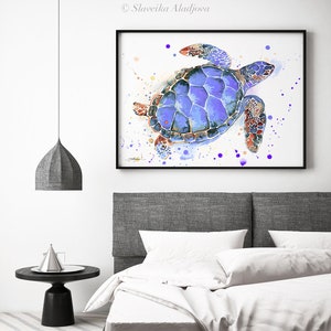Purple Sea Turtle Watercolor Painting Print by Slaveika Aladjova, Art ...