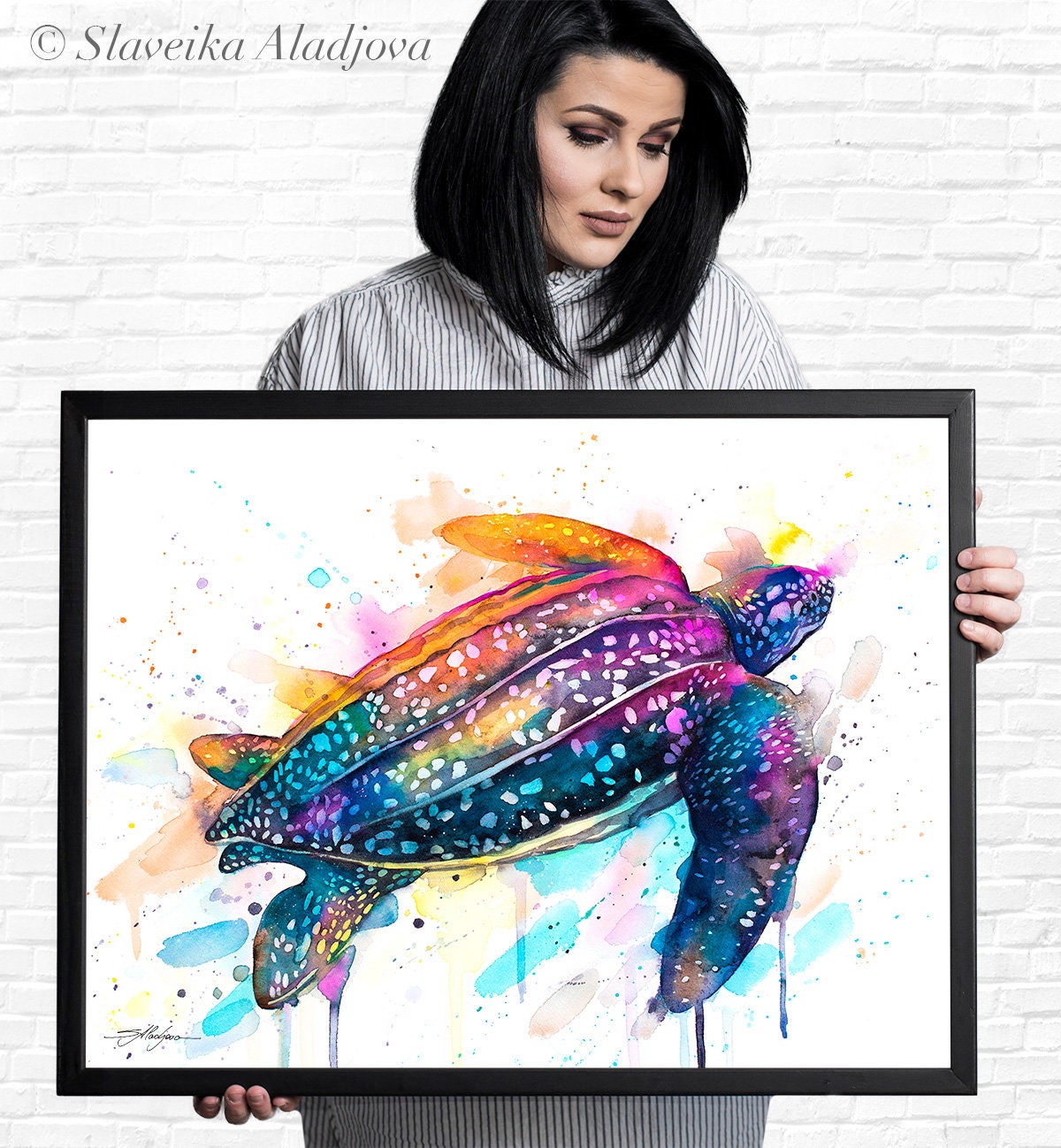 Leatherback Sea Turtle Limited Edition Watercolor Art Print by