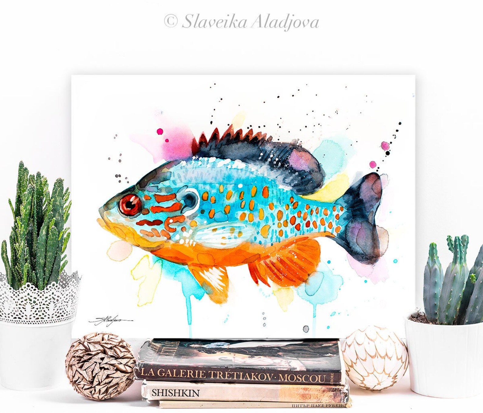 Orangespotted Sunfish Watercolor Painting Print by Slaveika Aladjova ...