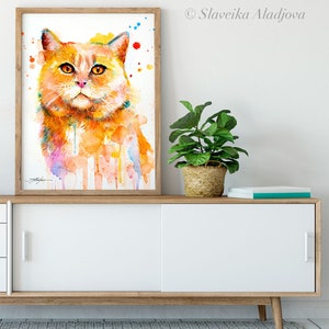 Cat Watercolor Painting Print by Slaveika Aladjova, Art, Animal ...