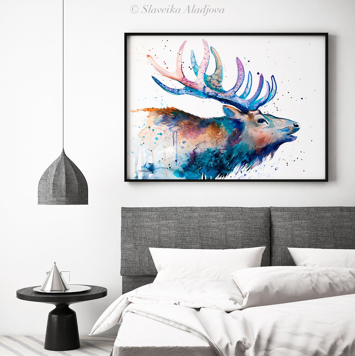 Red Deer Watercolor Painting Print by Slaveika Aladjova, Art, Extra ...