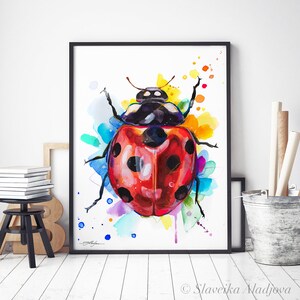 Ladybug Watercolor Painting Print by Slaveika Aladjova, Art, Animal ...