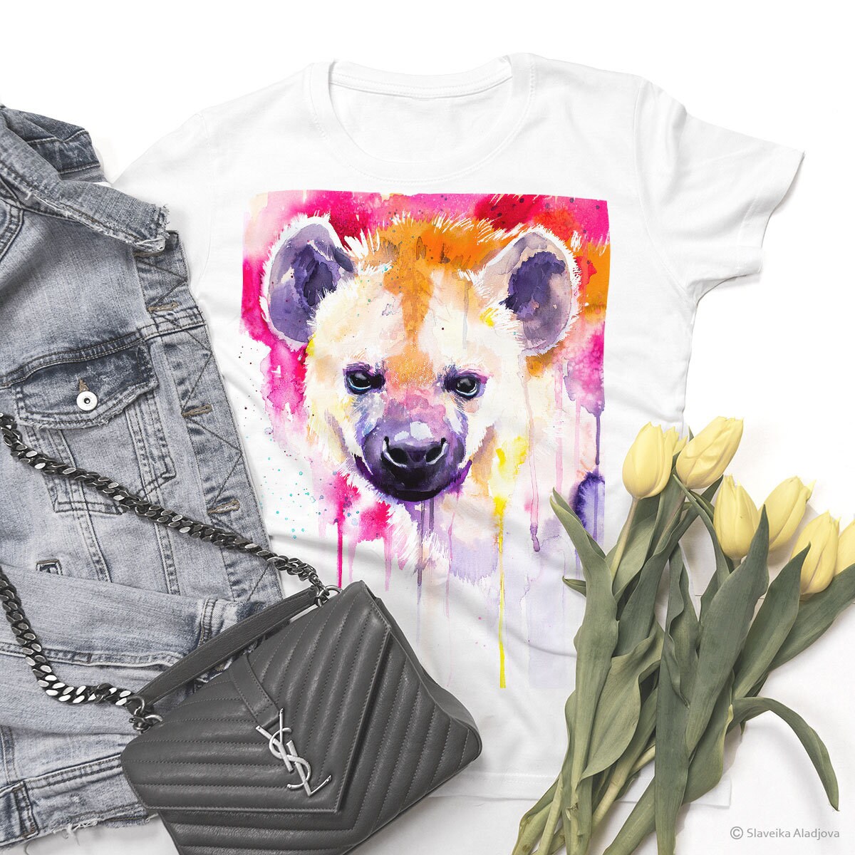 Hyena Tshirt, Unisex Tshirt with Hyena print, Men's tees, Hyena Lover
