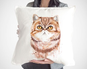 Exotic Shorthair throw pillow cover by Slaveika Aladjova, cushion cover, Decorative Pillow Cover, Animal Art, Watercolor pillow, Christmas