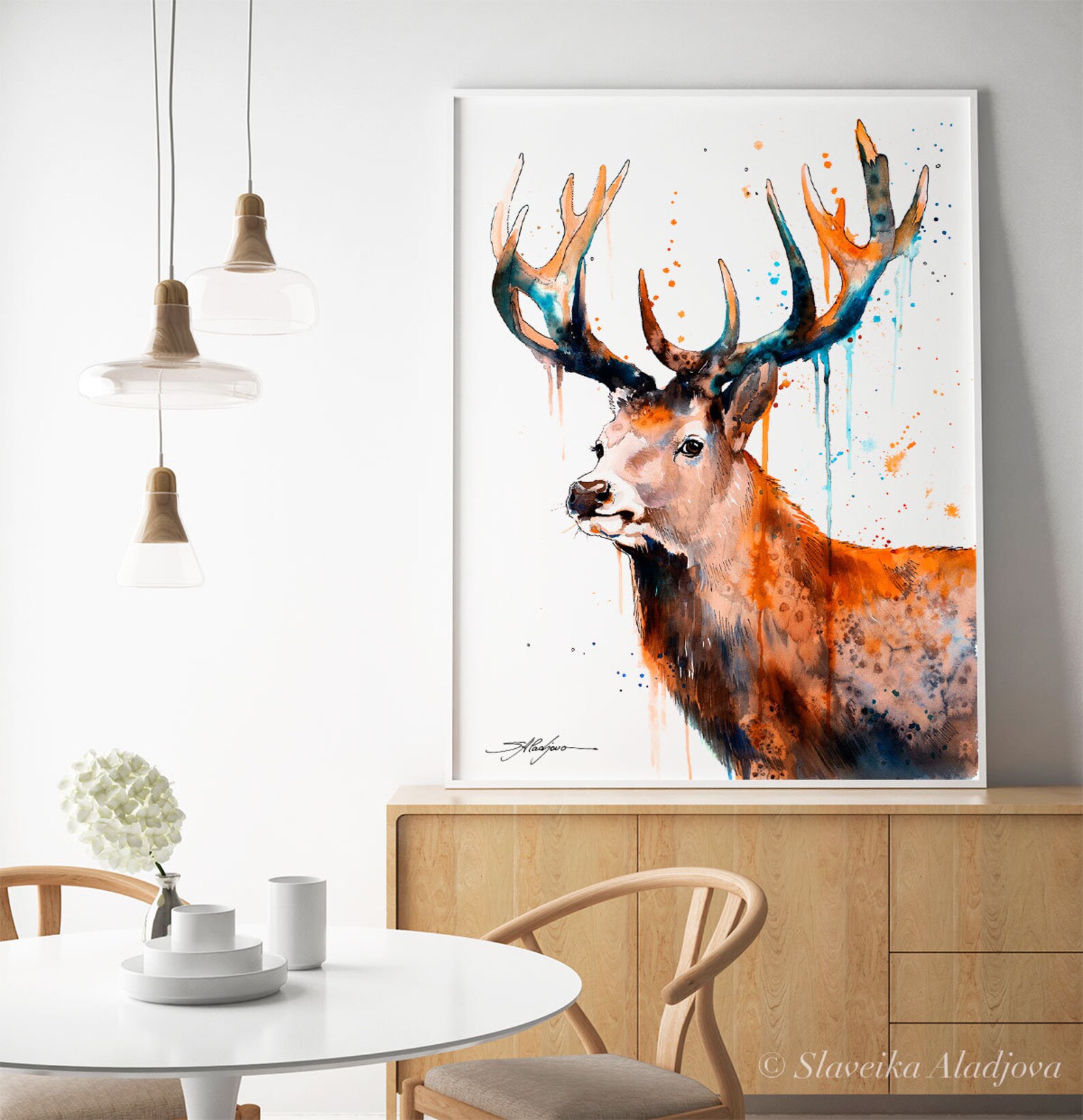 Red Deer Stag Watercolor Painting Print by Slaveika Aladjova, Art ...